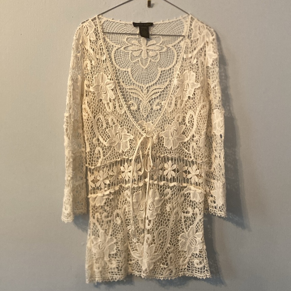 Design Works Crochet Lace Cardigan S